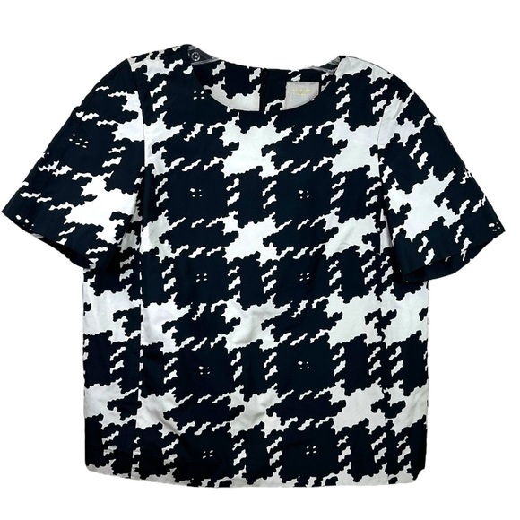 Weekend Max Mara, New Life Houndstooth Short-Sleeve Blouse Black/White Size 6 US - Picture 8 of 15